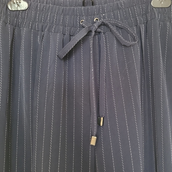 Lane Bryant Wide Leg Pinstripe Pants with Drawstring Waist - Picture 2 of 7